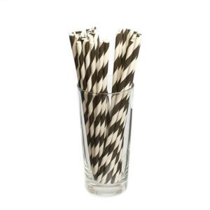 Papírová brčka JUMBO pruhovaná černo-bílá 8/250 mm (100 ks)